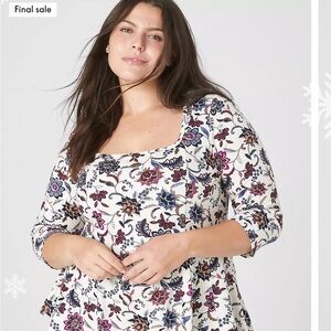 NWOT LANE BRYANT Classic 3/4-Sleeve Square-Neck Fit & Flare Tee 22/24